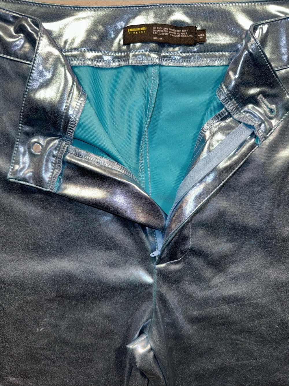 Finesse Medium Metallic Blue Silver Flared High-Rise Pants Festival Costume - Picture 2 of 8
